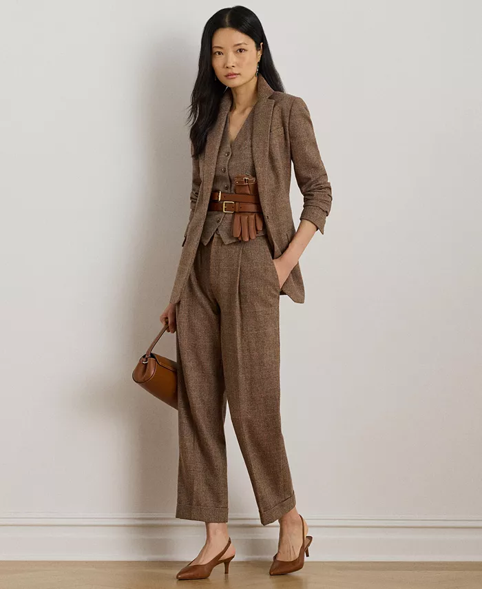 

Женские укороченные брюки в клетку Glen Plaid со складками Lauren Ralph Lauren, мультиколор