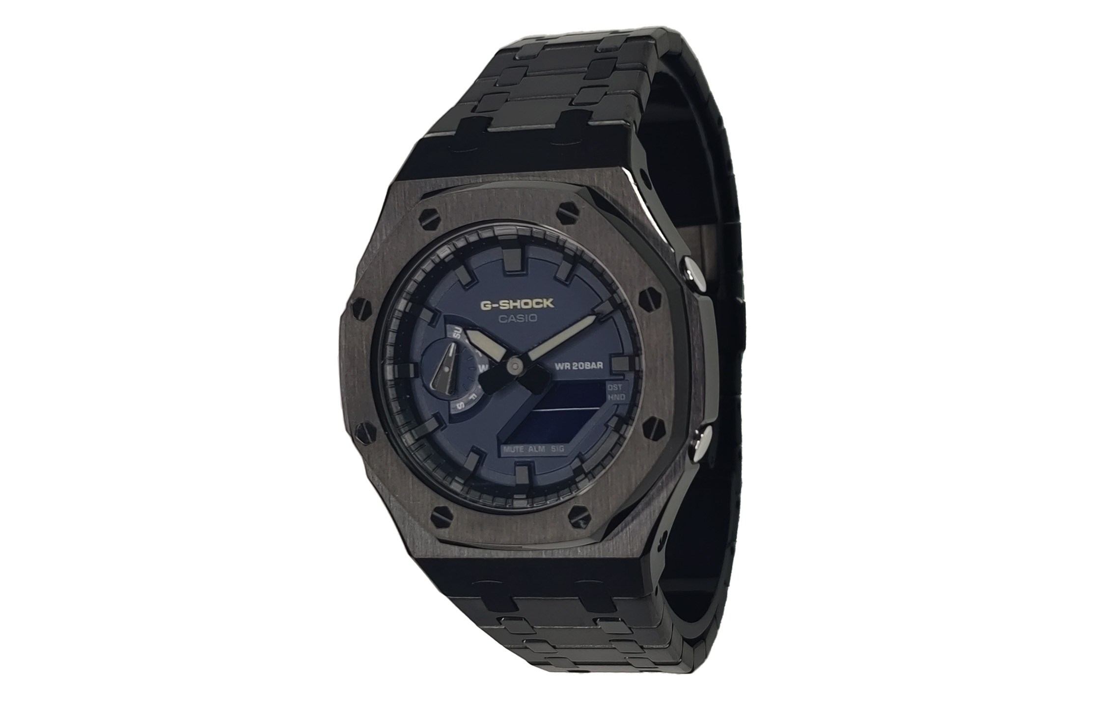 

CASIO Часы Men Liquid Crystal/Analog Dual Display Series 44mm Blue Watch, Black Steel Night Navy Blue