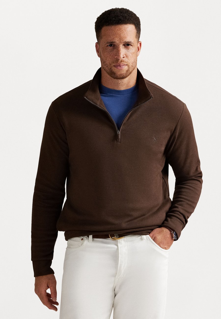 

Толстовка Polo Ralph Lauren Big & Tall DOUBLE-KNIT QUARTER-ZIP PULLOVER, Nutmeg Brown/Black