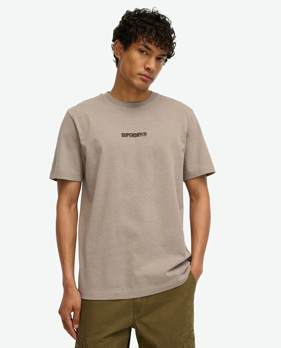 

Свободная футболка с принтом микрологотипа Superdry, бежевый