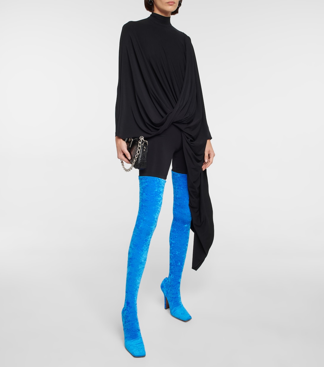 Бархатные сапоги выше колена Vetements, синий — фото 2