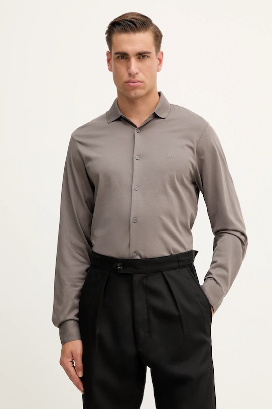 

Хлопковая рубашка Armani Exchange, серый