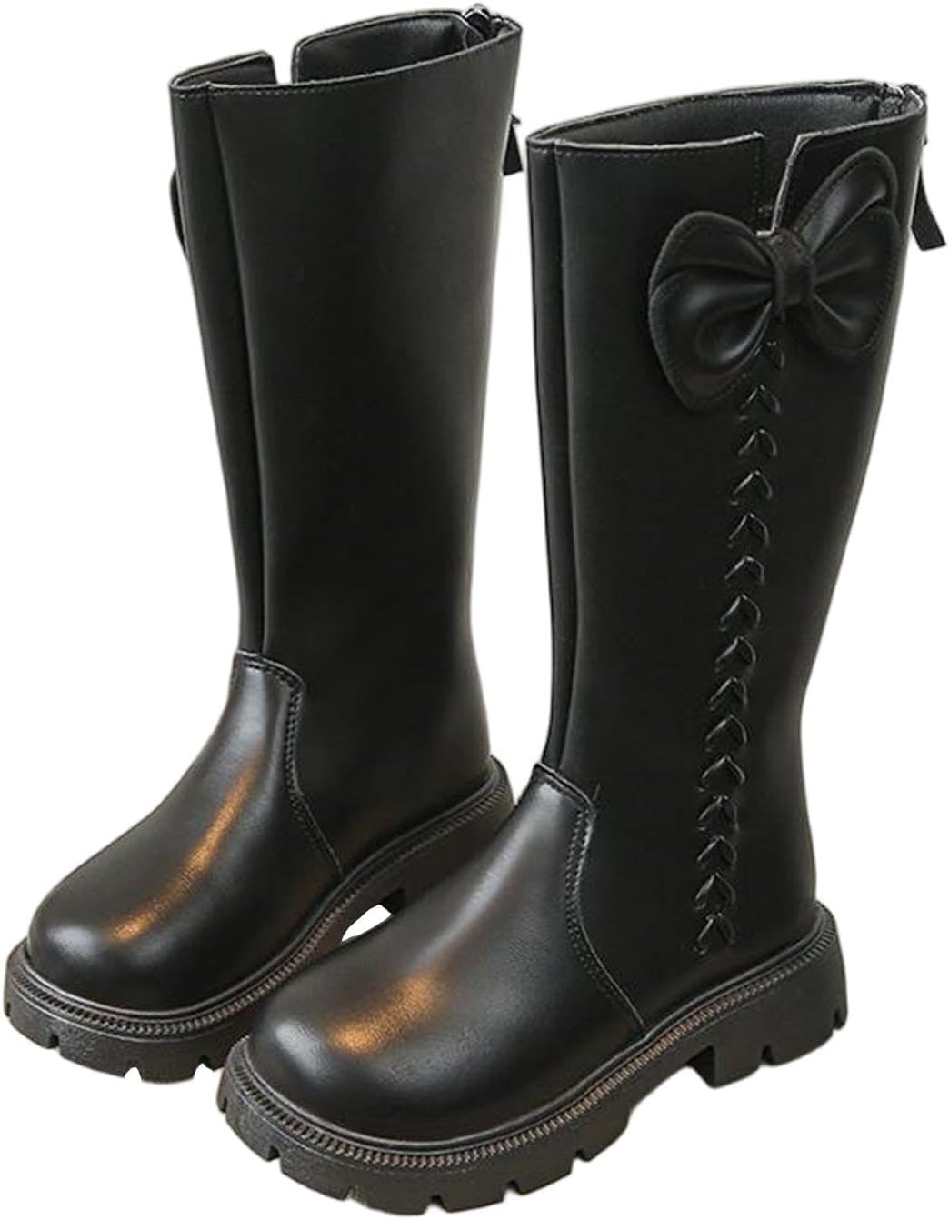 

Сапоги для верховой езды средней длины с флисовой подкладкой, удобная массивная подошва, носок округлой формы, боковая молния, уличные тактические ботинки Generic, Black