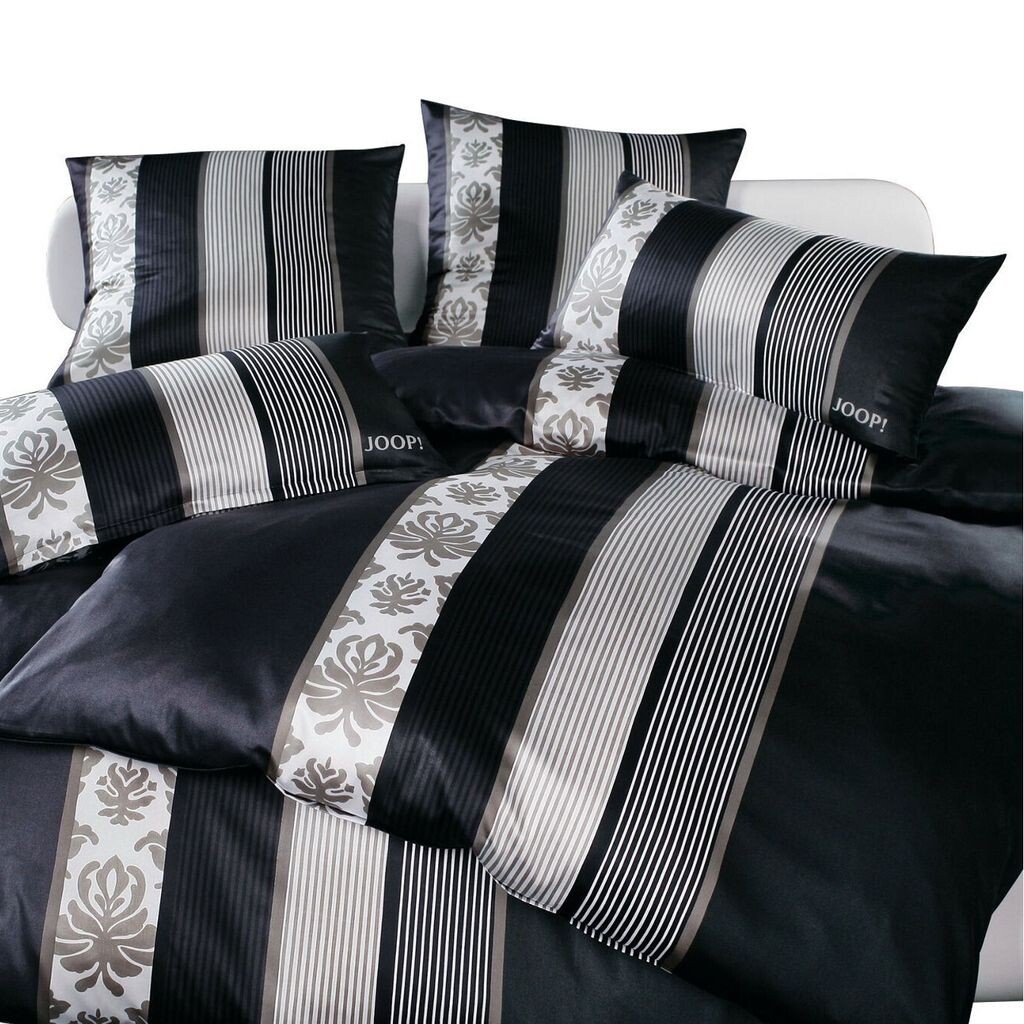 

Постельное белье JOOP с орнаментом в полоску черный 4022-09 155x220 см + 80x80 см