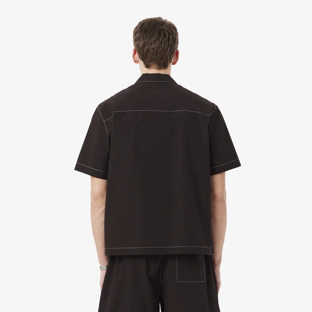 Мужская рубашка-пуловер с белой строчкой коричневая от Lacoste — фото 3