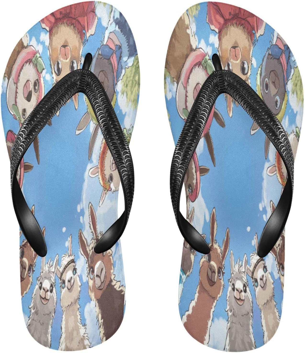 

Вьетнамки Llama Circle голубые, пляжные шлепанцы с ремешком, резиновые, противоскользящие, летние тапочки для женщин и мужчин, для прогулок Sinestour