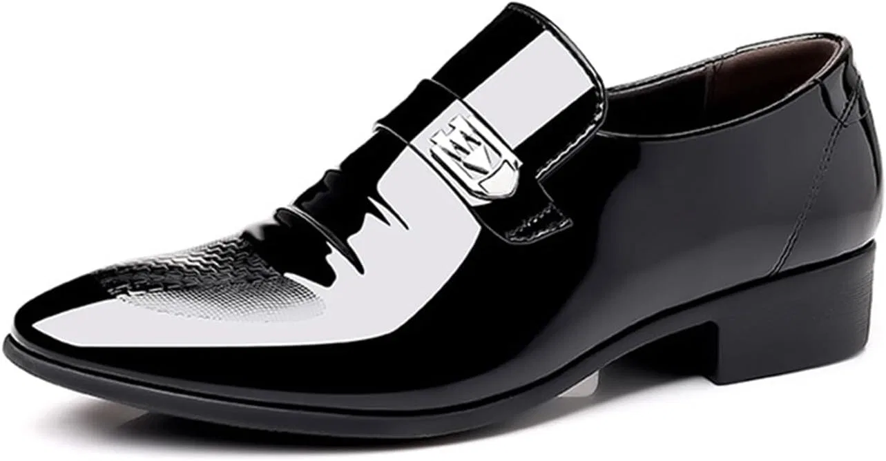 Лоферы кожаные лакированные, Men's Dress Shoes, черный KYOESCAI