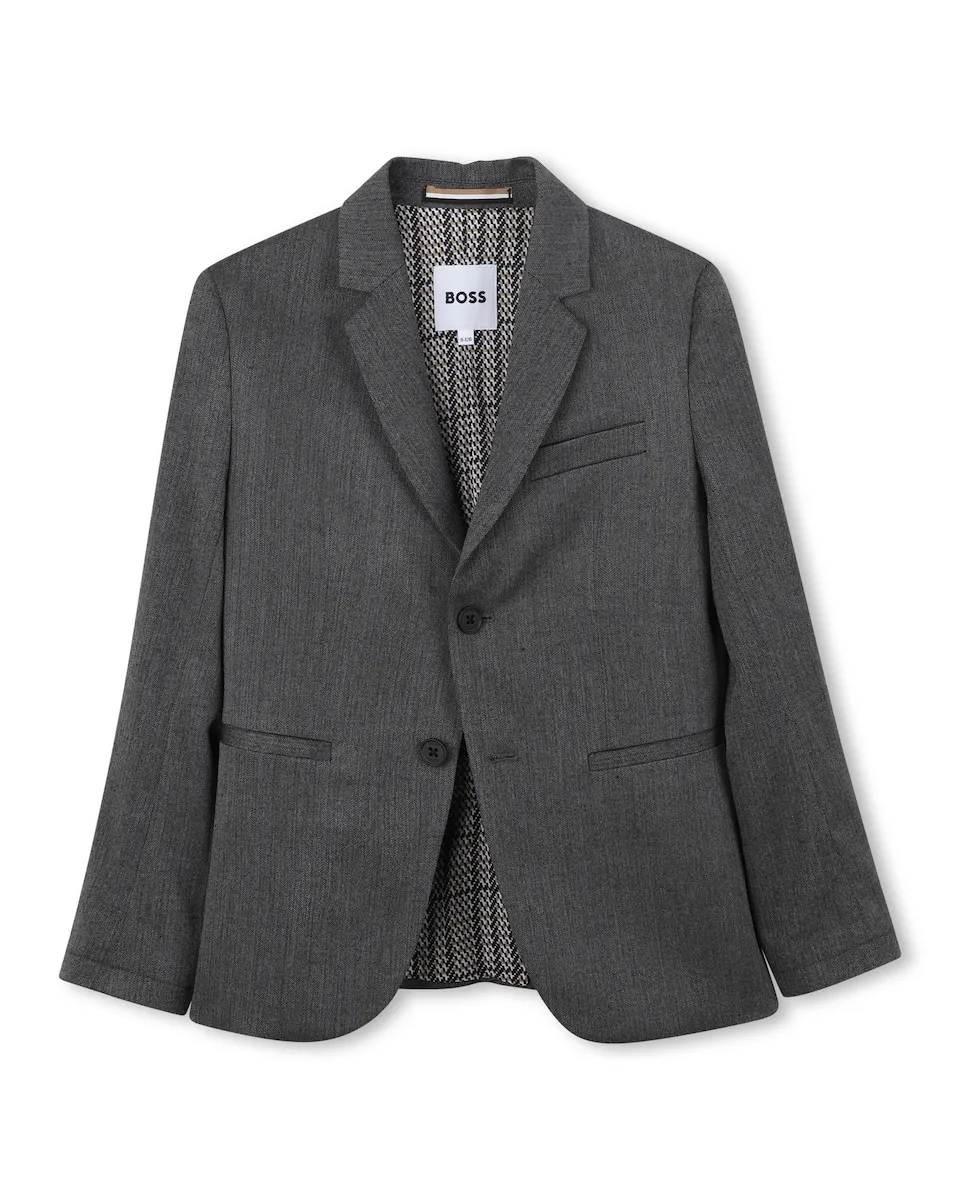 

Детский пиджак с подкладкой на пуговицах BOSS Kidswear, темно-серый