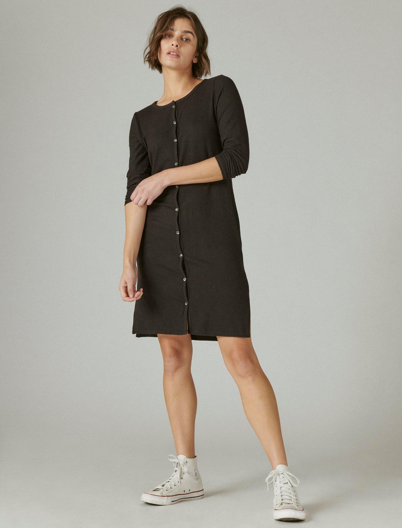 

Длинный кардиган в рубчик из джерси Lucky Brand для женщин, черный