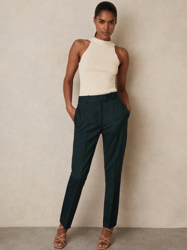 

Узкие брюки Petite Jade из шерстяной смеси Reiss, Green