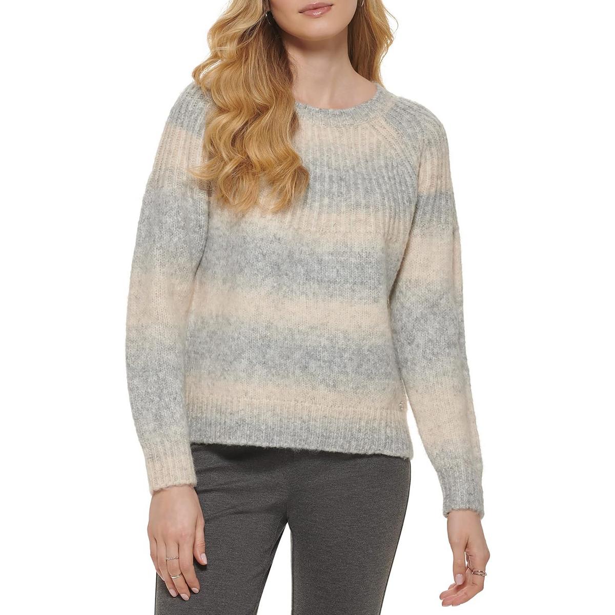 

Женский полосатый свитер с круглым вырезом DKNY, цвет flax heather
