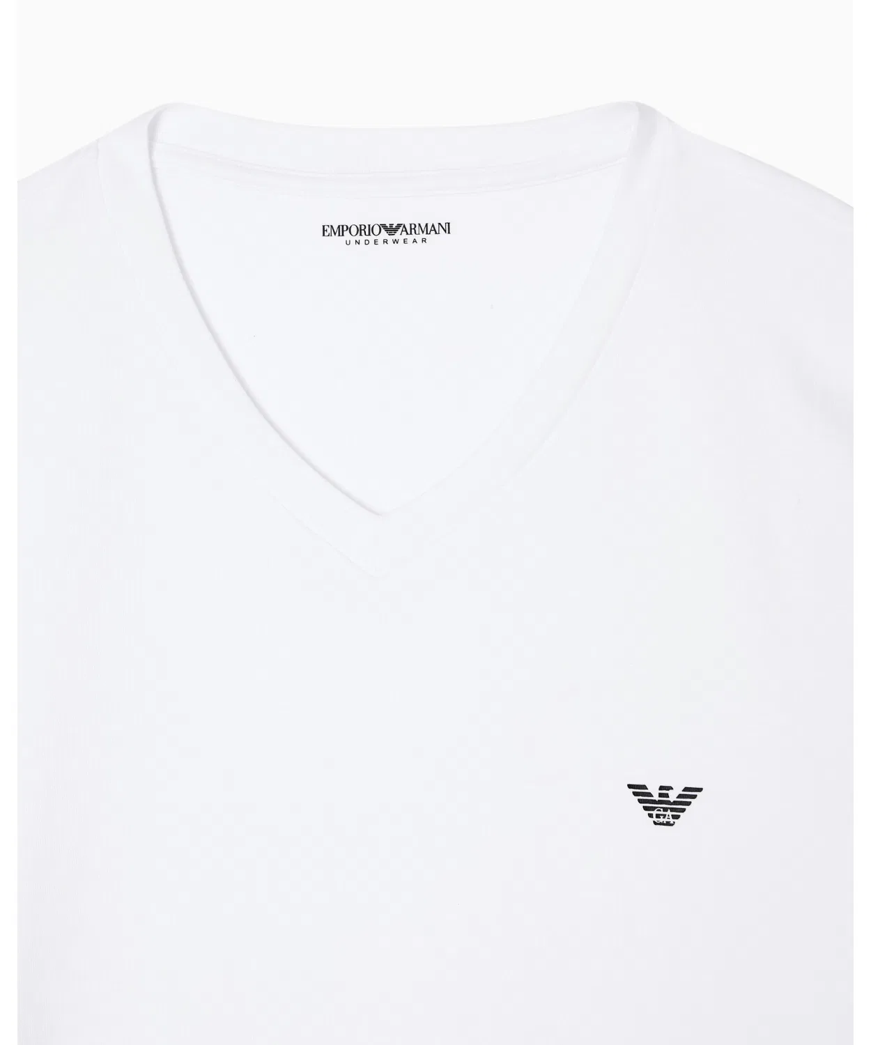 Футболка V-образным вырезом Emporio Armani Essential из стрейч-джерси, белая — фото 2