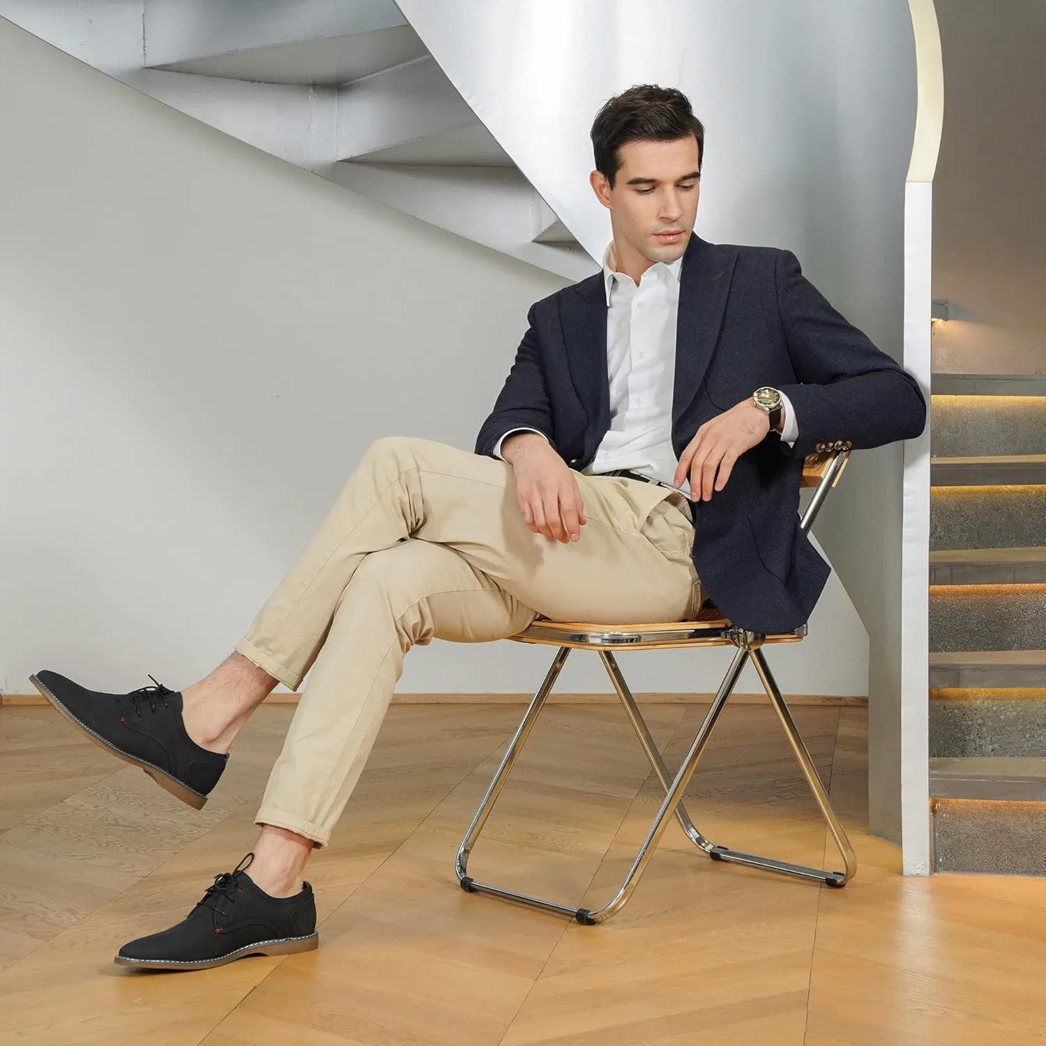 Мужские модельные туфли-оксфорды JOUSEN Мужские, 2-Dress Shoes Suede 615 Black — фото 2