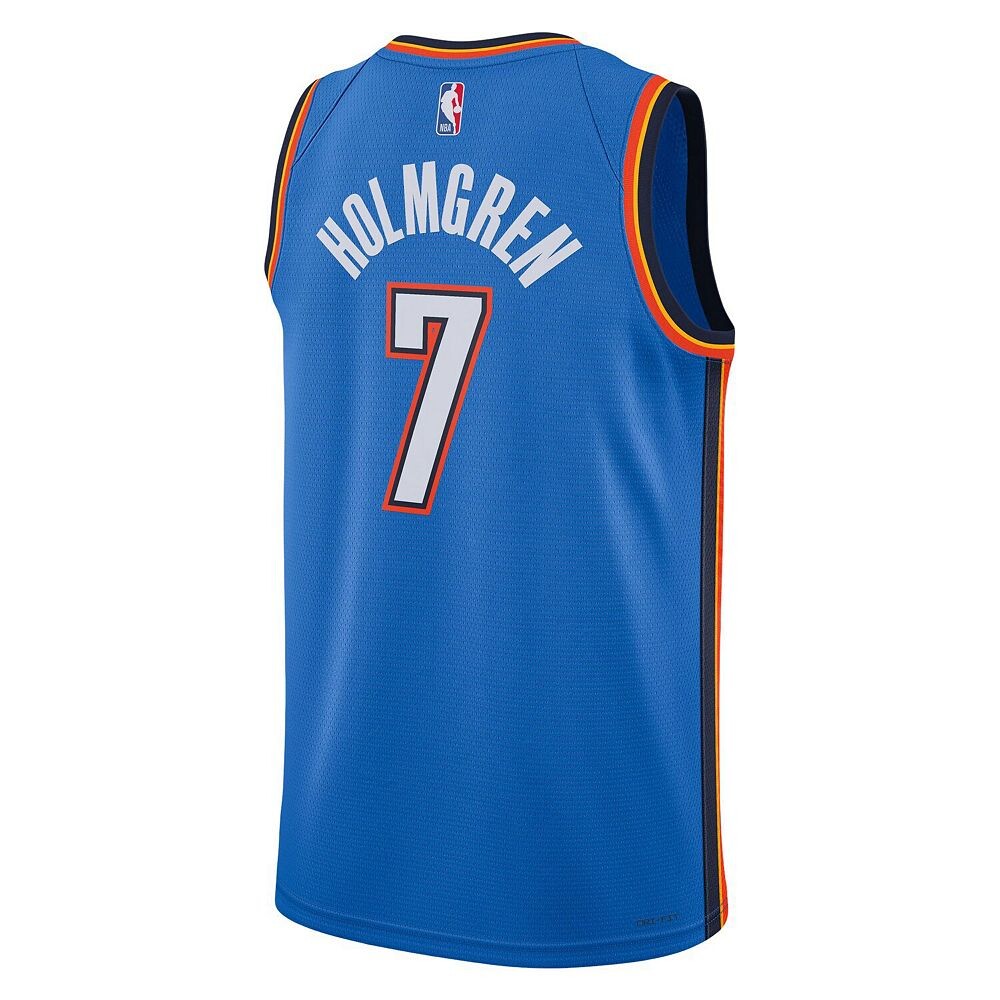 Джерси Nike Chet Holmgren Oklahoma City Thunder Blue 2022, унисекс, игрок первого раунда драфта НБА Swingman — Icon Edition, цвет Okt Blue — фото 4