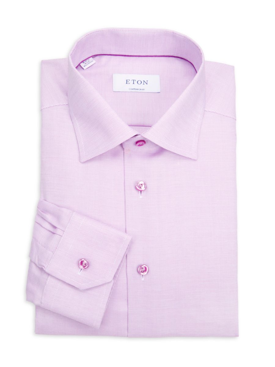 

Рубашка современного кроя из хлопка в клетку Eton, цвет Light Purple