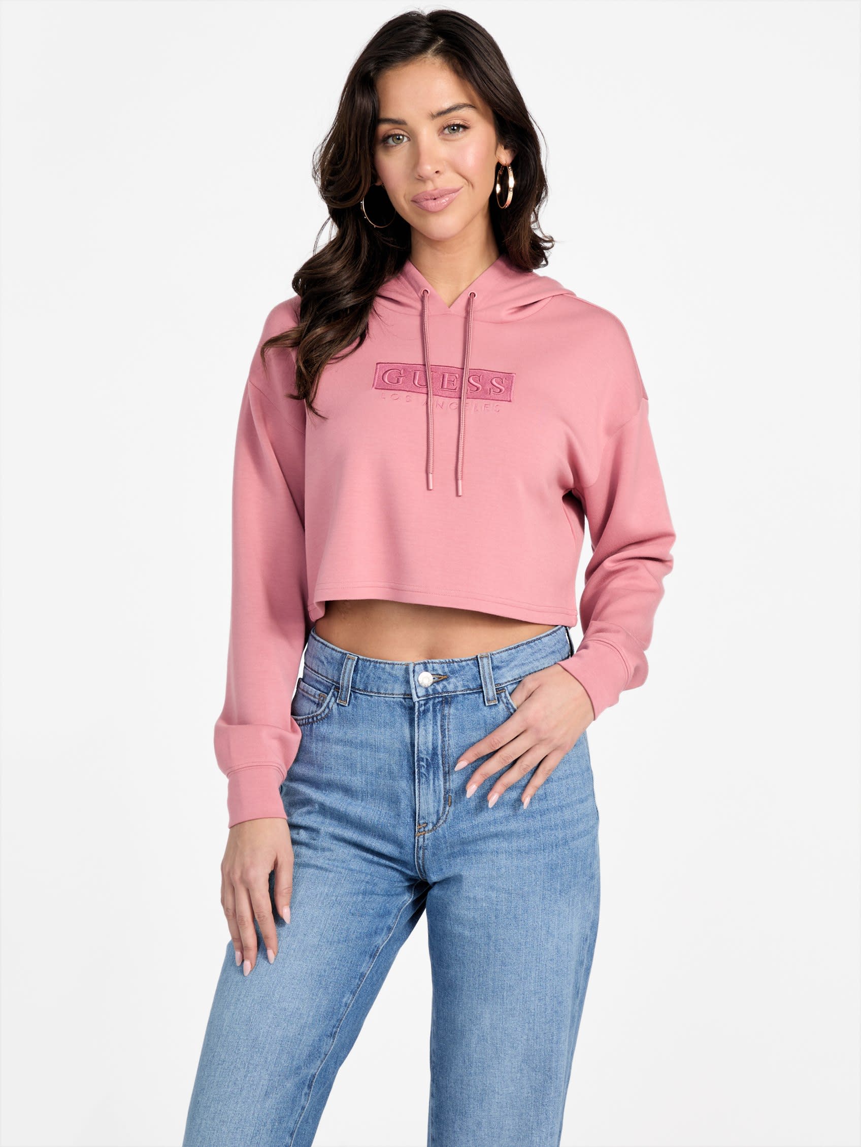 

Укороченная толстовка с капюшоном Carly Logo Guess Factory, цвет vintage peony