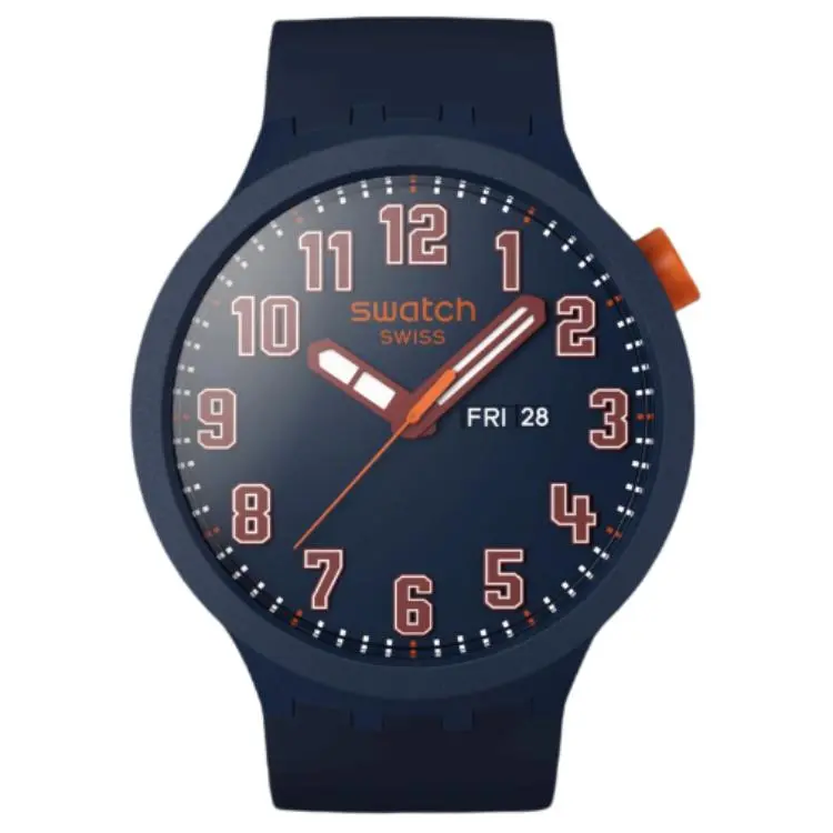 

SWATCH Кварцевые часы unisex 47mm синий циферблат пластиковый корпус силиконовый ремешок