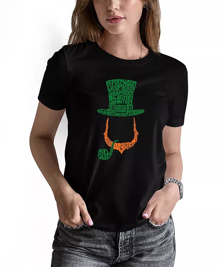 

Женская футболка с круглым вырезом Leprechaun Word Art La Pop Art, черный