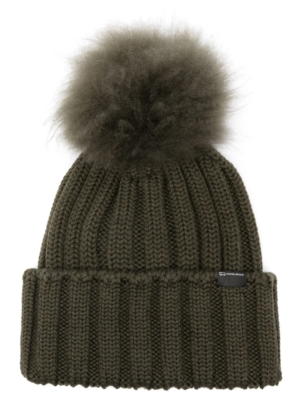 

Шапка бини из вирджинской шерсти с помпоном WOOLRICH, зеленый