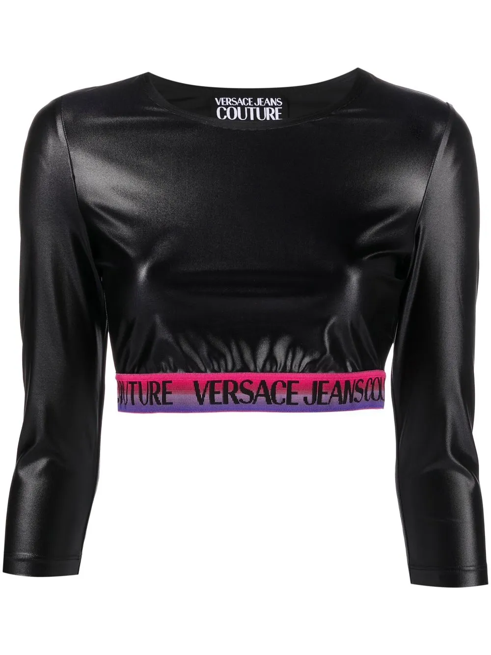 

Укороченный топ с логотипом Versace Jeans Couture, черный