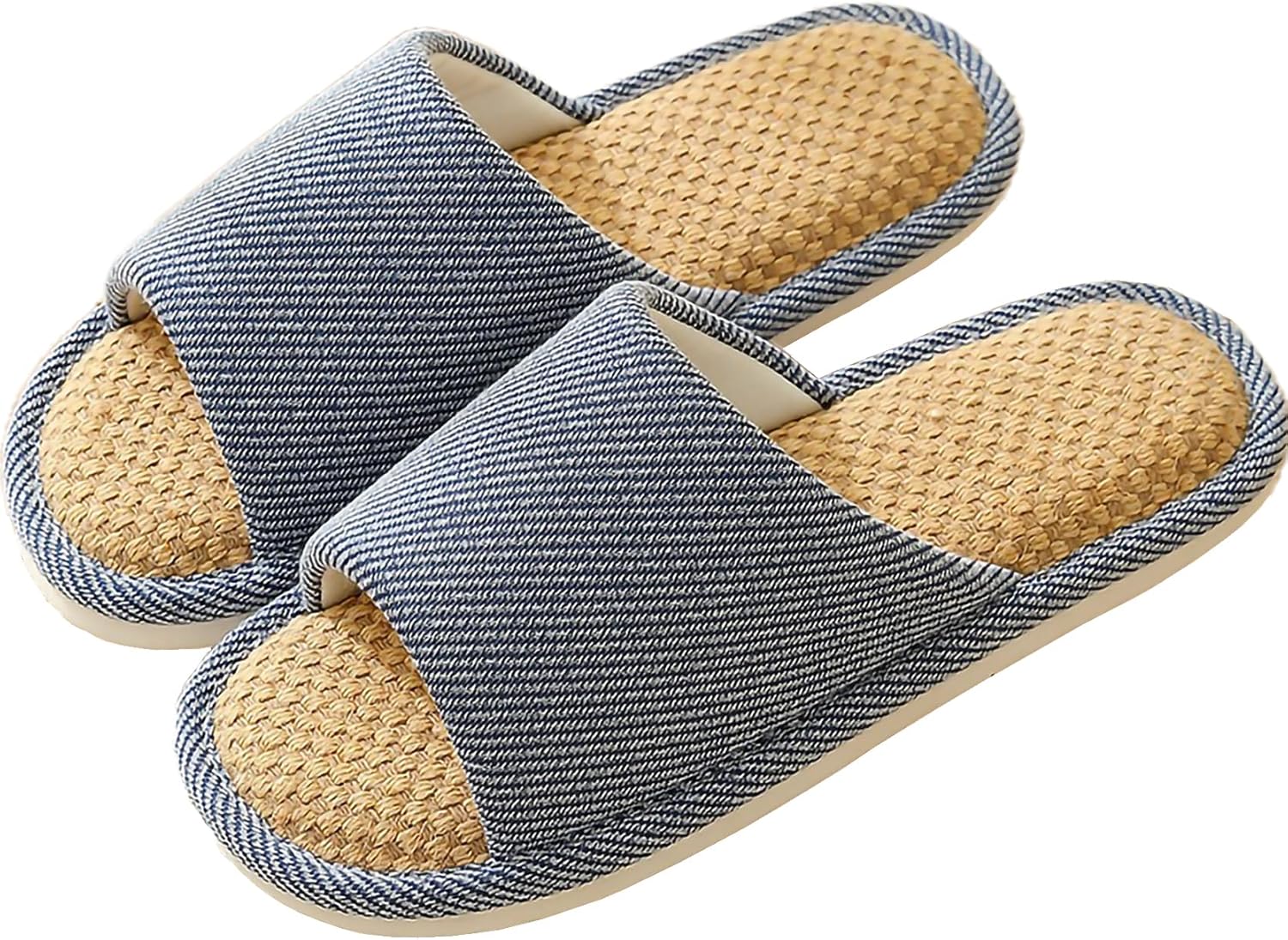 

Тапочки из ткани VIDSID, льняные тапочки - дышащие, противоскользящие, легкие в уходе - летние тихие тапочки для женщин и мужчин, темно-синий