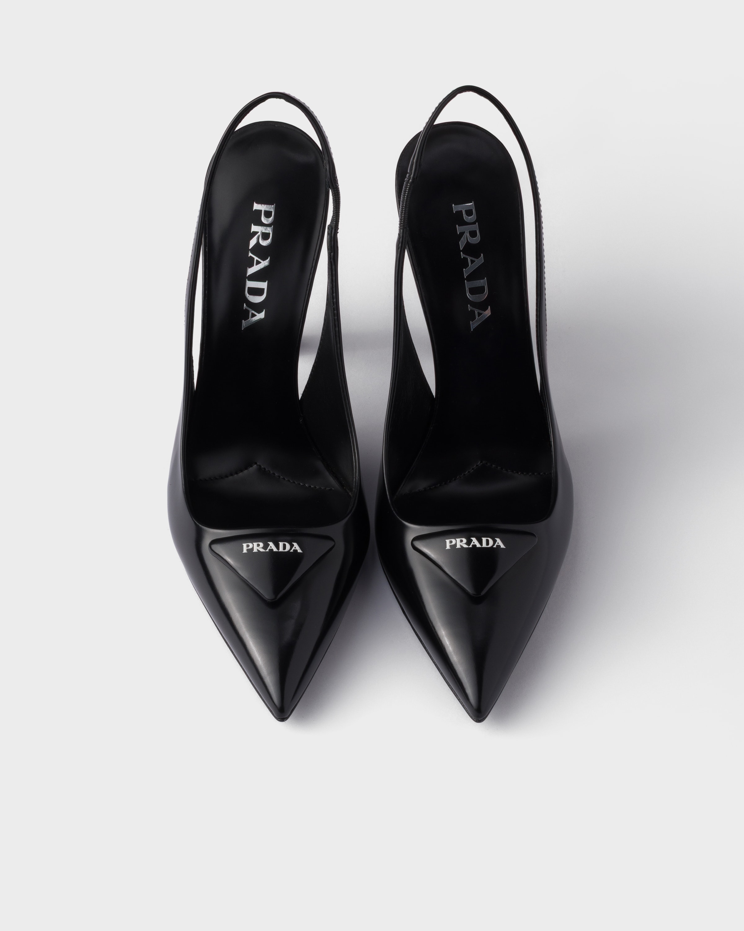Туфли-слингбэки из полированной кожи Prada, черный — фото 3