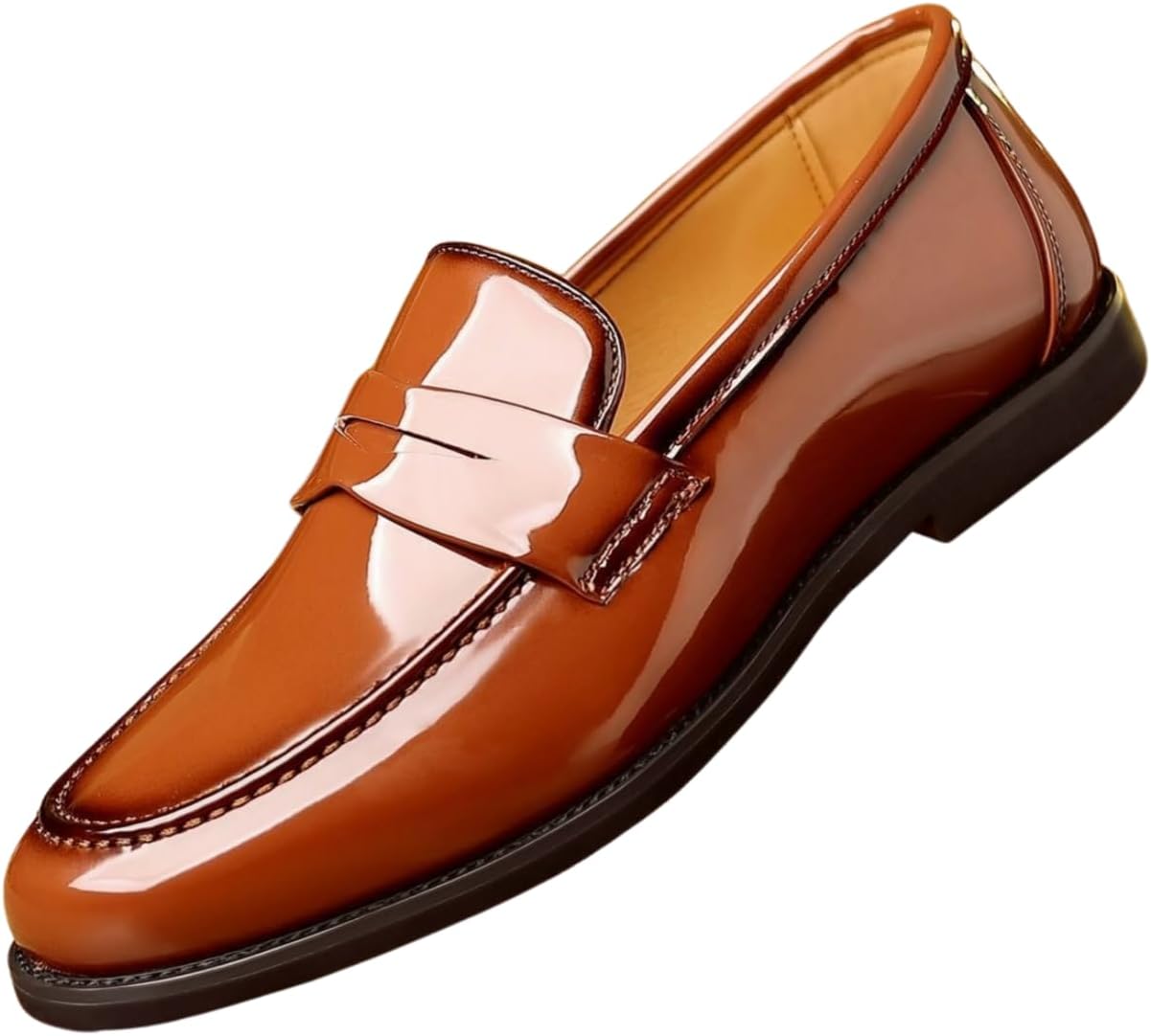 

Мужские лоферы Santimon из лаковой кожи с монетницей, классические деловые туфли без шнурков, коричневый