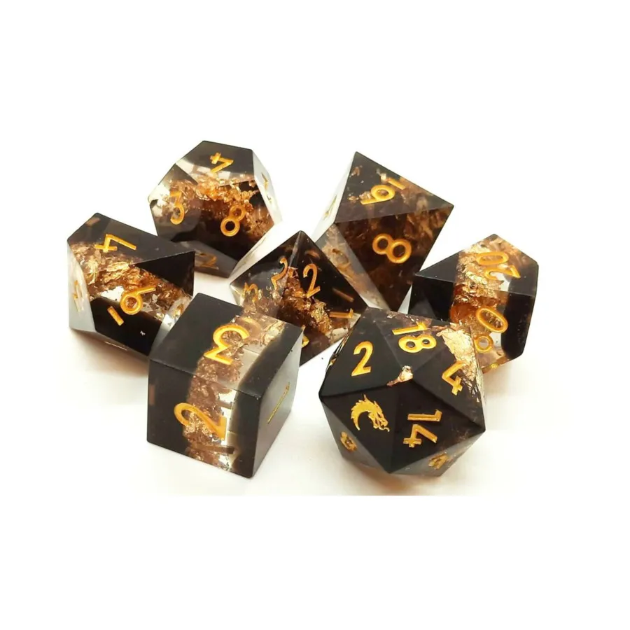 

Poly Set Gold Vein с золотом (7), Sharp Edged Dice