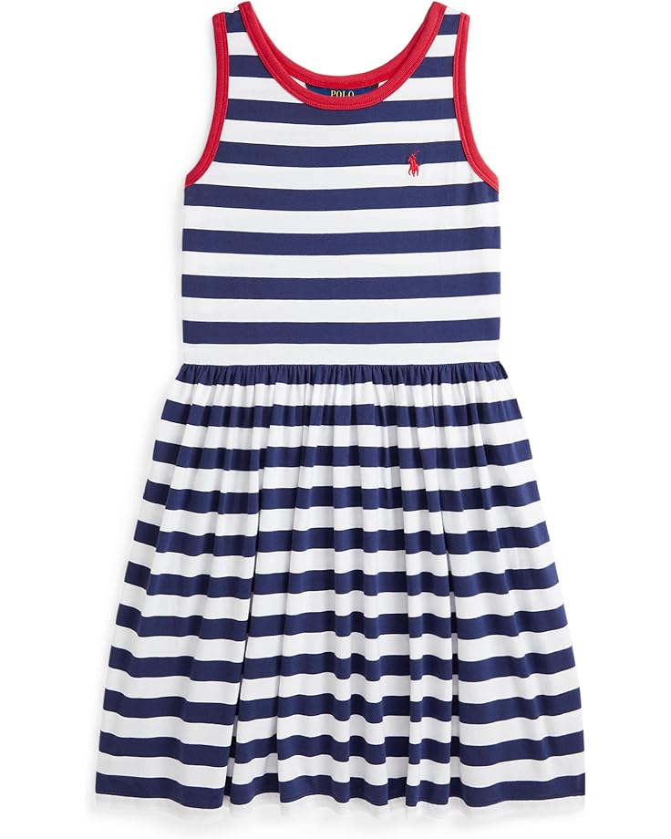 

Платье Polo Ralph Lauren Kids Striped Cotton Jersey Dress, цвет Boathouse Navy/White