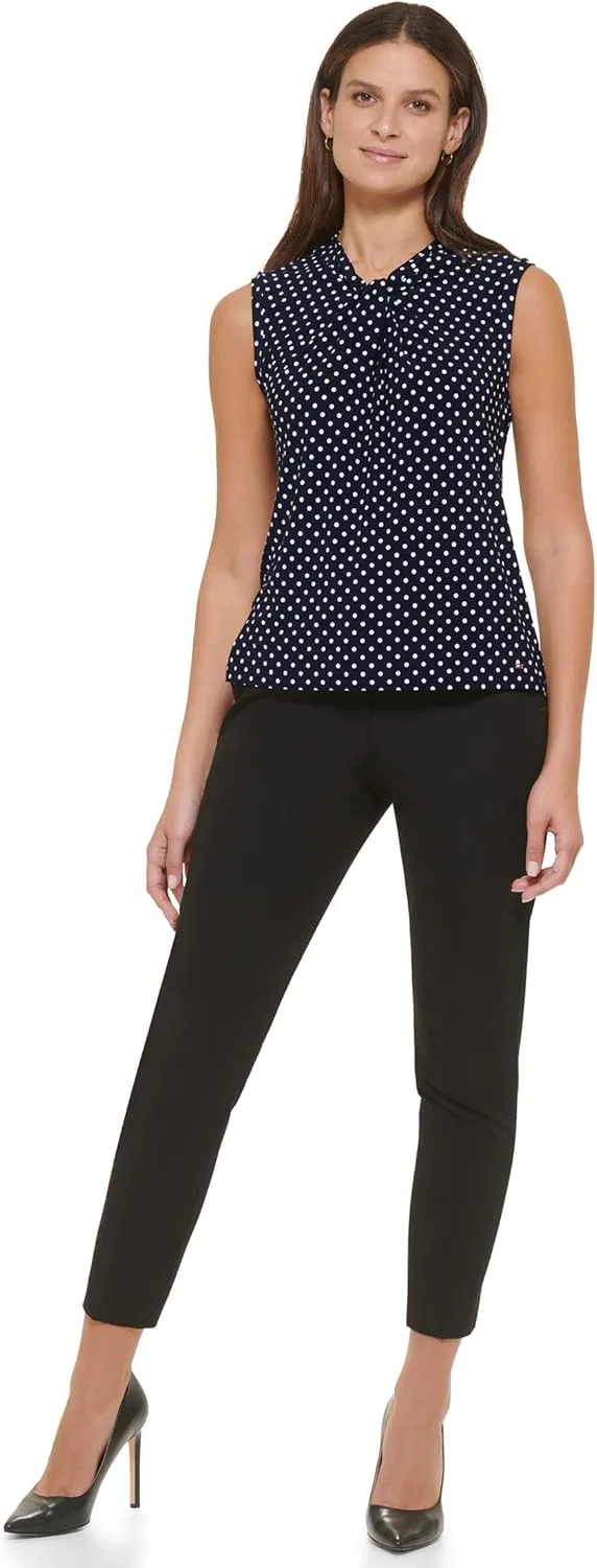 Блуза женская sleeveless knot blouse Tommy Hilfiger, midnight/ivory — фото 3