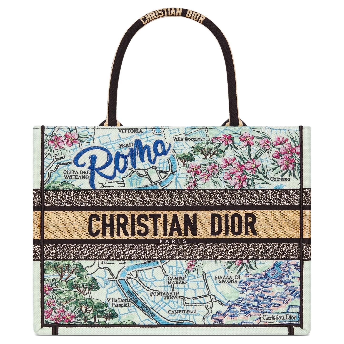 

DIOR Хлопковая сумка-шоппер унисекс среднего размера разноцветная