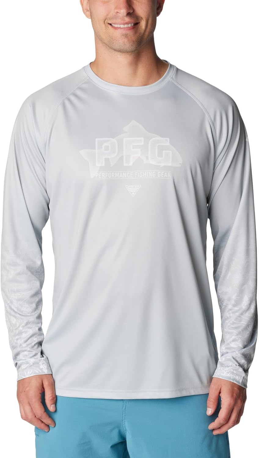 

Columbia мужская футболка с длинным рукавом Super Terminal Tackle PFG Fresh Fade, Cool Grey/Ice Grey Waiwai Sff, Серый, Columbia мужская футболка с длинным рукавом Super Terminal Tackle PFG Fresh Fade, Cool Grey/Ice Grey Waiwai Sff