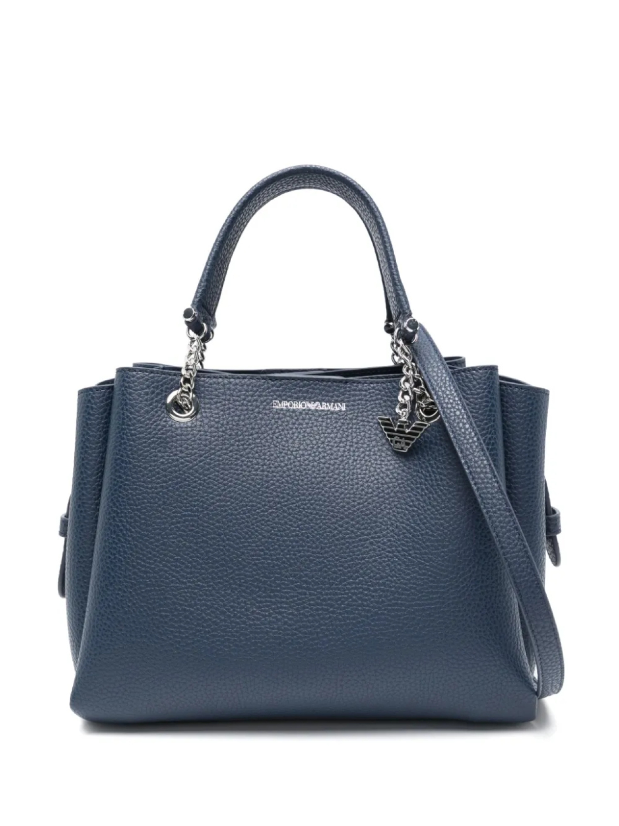 

Сумка-тоут с подвеской-логотипом Emporio Armani, синий