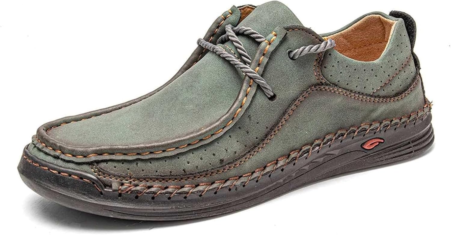 

Мужские кожаные повседневные туфли, удобные слипоны, легкие дышащие кроссовки для ходьбы и вождения Generic, зеленый