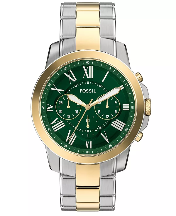 

Мужские часы Grant Chronograph из двухцветной нержавеющей стали, 44 мм Fossil, two-tone