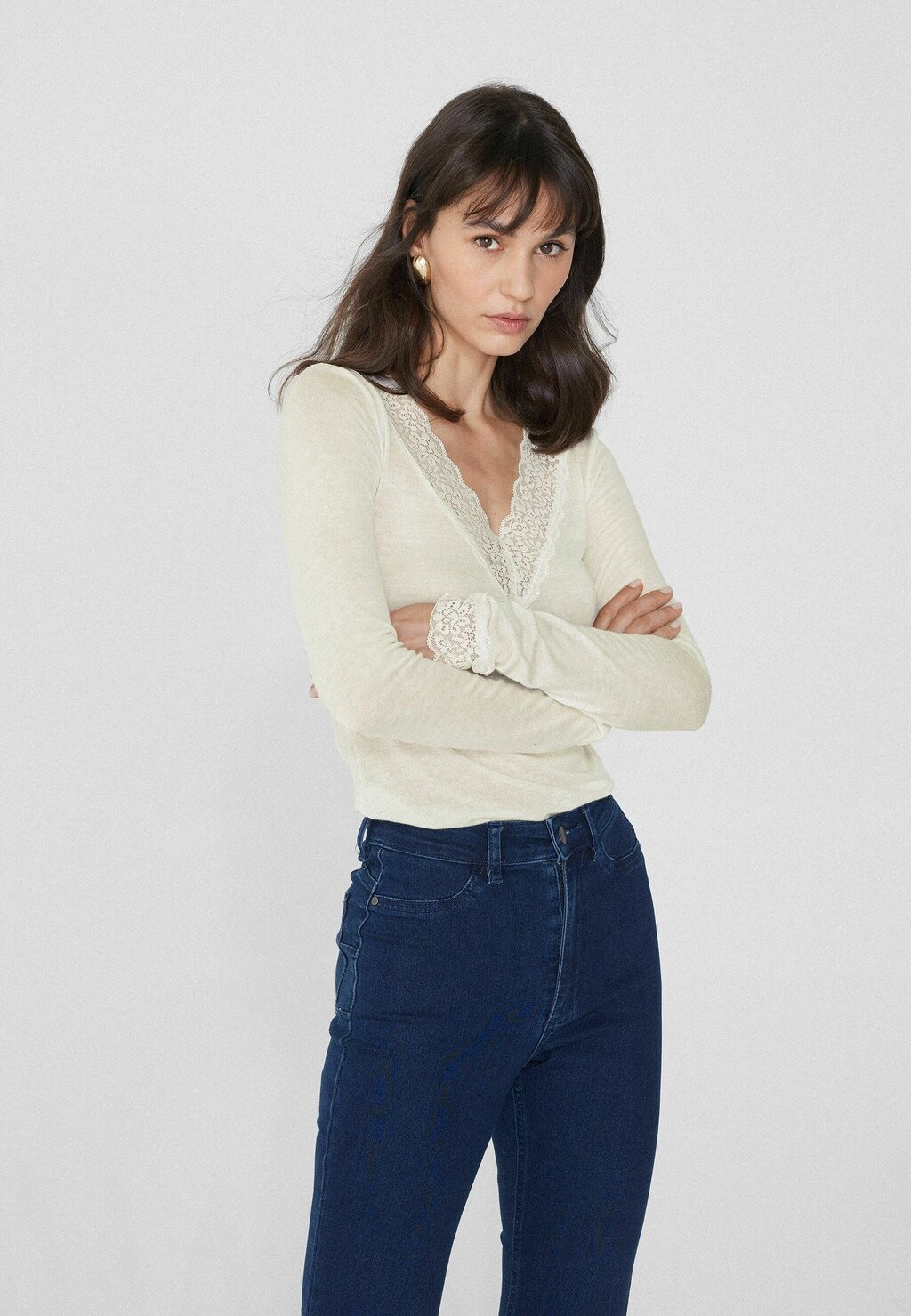 

Топ с длинными рукавами Tezenis, молочный