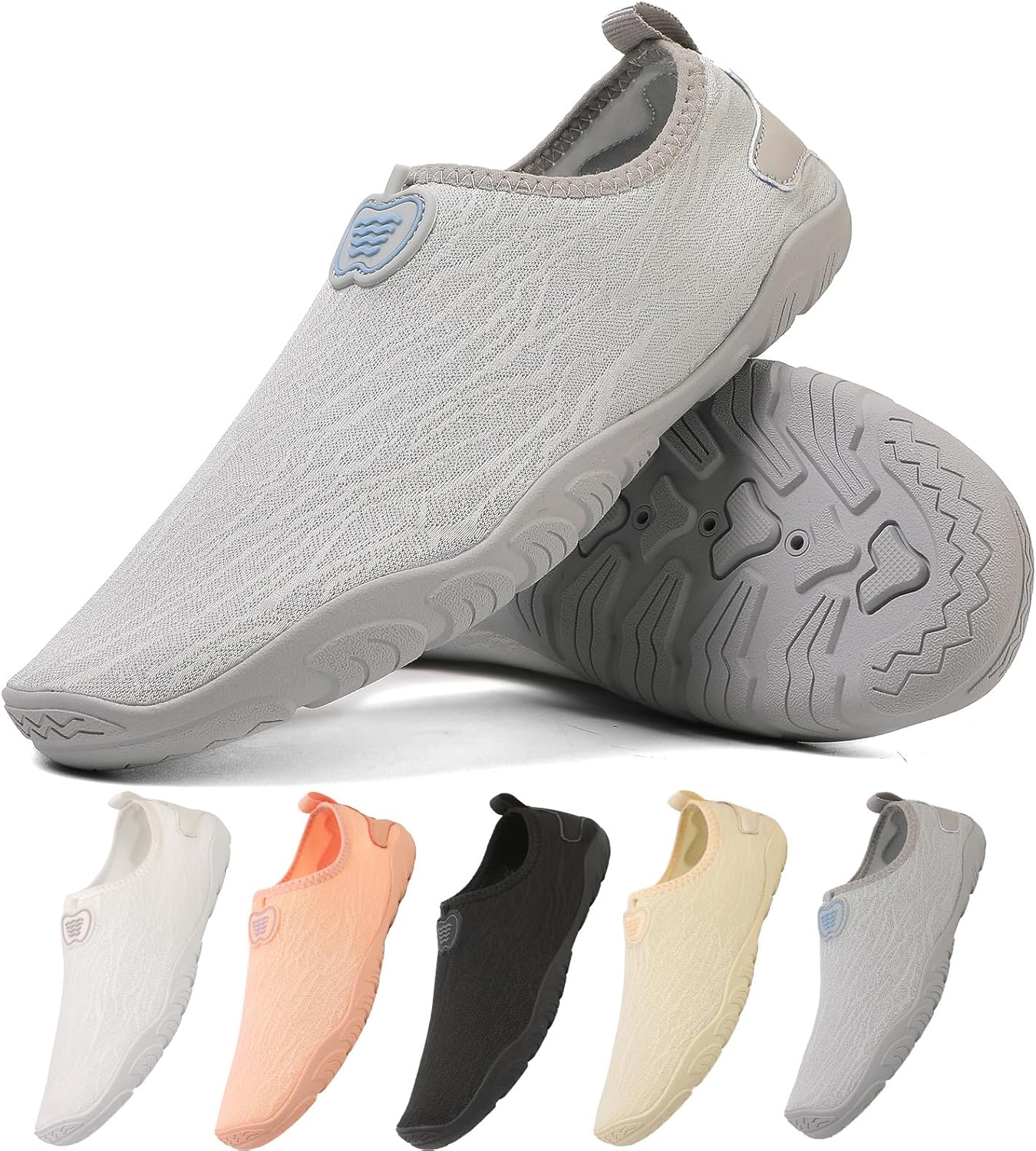 

Кроссовки для женщин и мужчин унисекс, быстросохнущие, с нескользящей подошвой, широким носком Feedmoo, серый