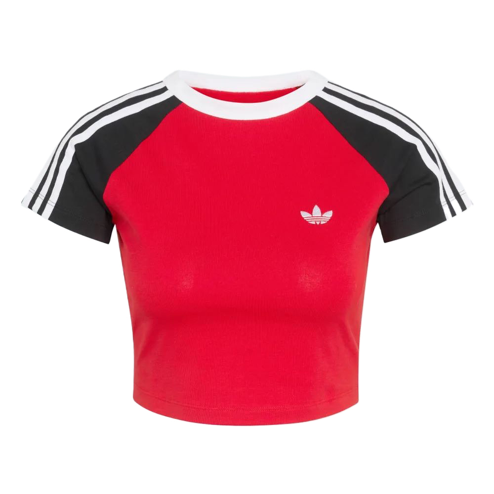 

Футболка с рукавом реглан женская Adidas Originals, better scarlet/черный/белый