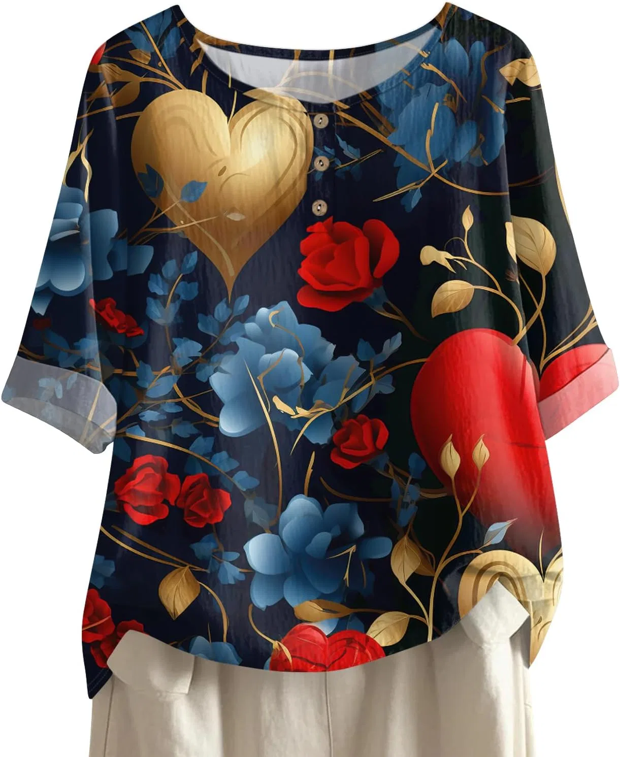 Футболка с принтом, cotton linen, красная