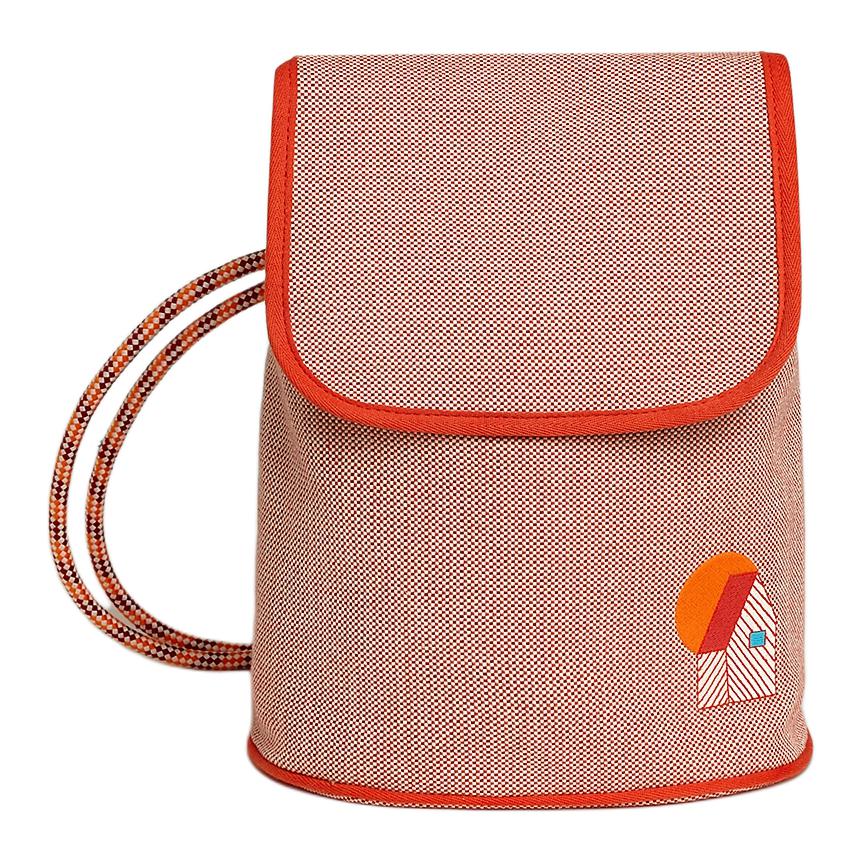 HERMES Женский рюкзак из ткани оранжевого и малинового цвета, Orange & Berry Red — фото 2
