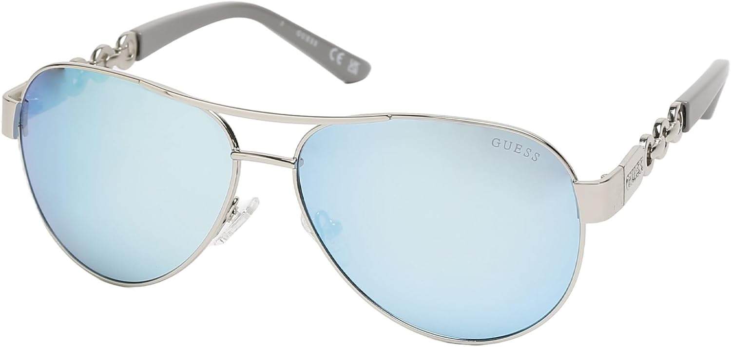 

GUESS женские Gu00174 авиаторные солнцезащитные очки, Shiny Dark Nickeltin