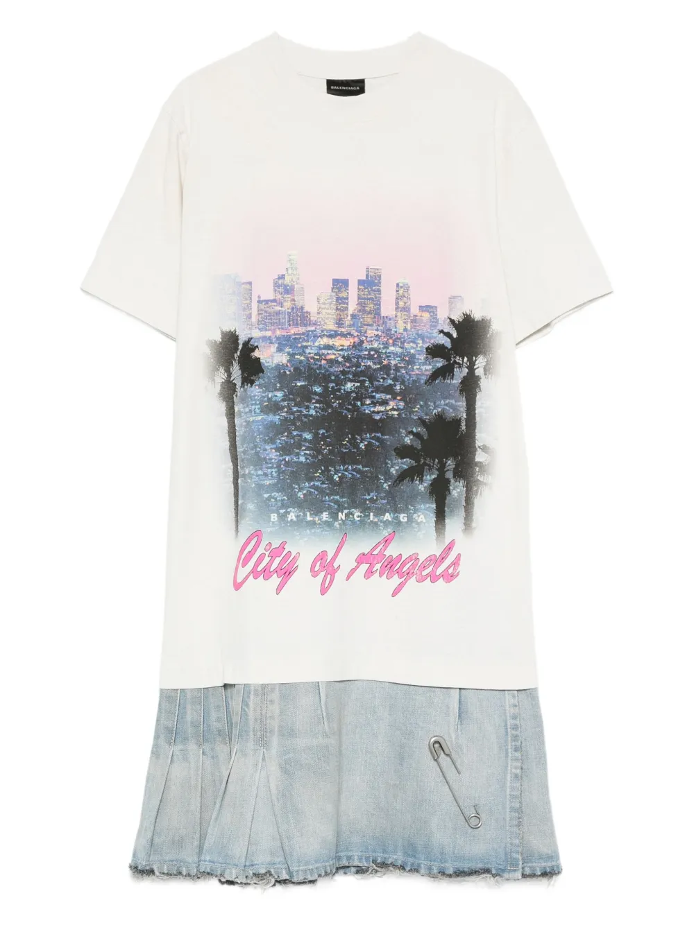 

Многослойное платье мини с графичным принтом Balenciaga, нейтральный