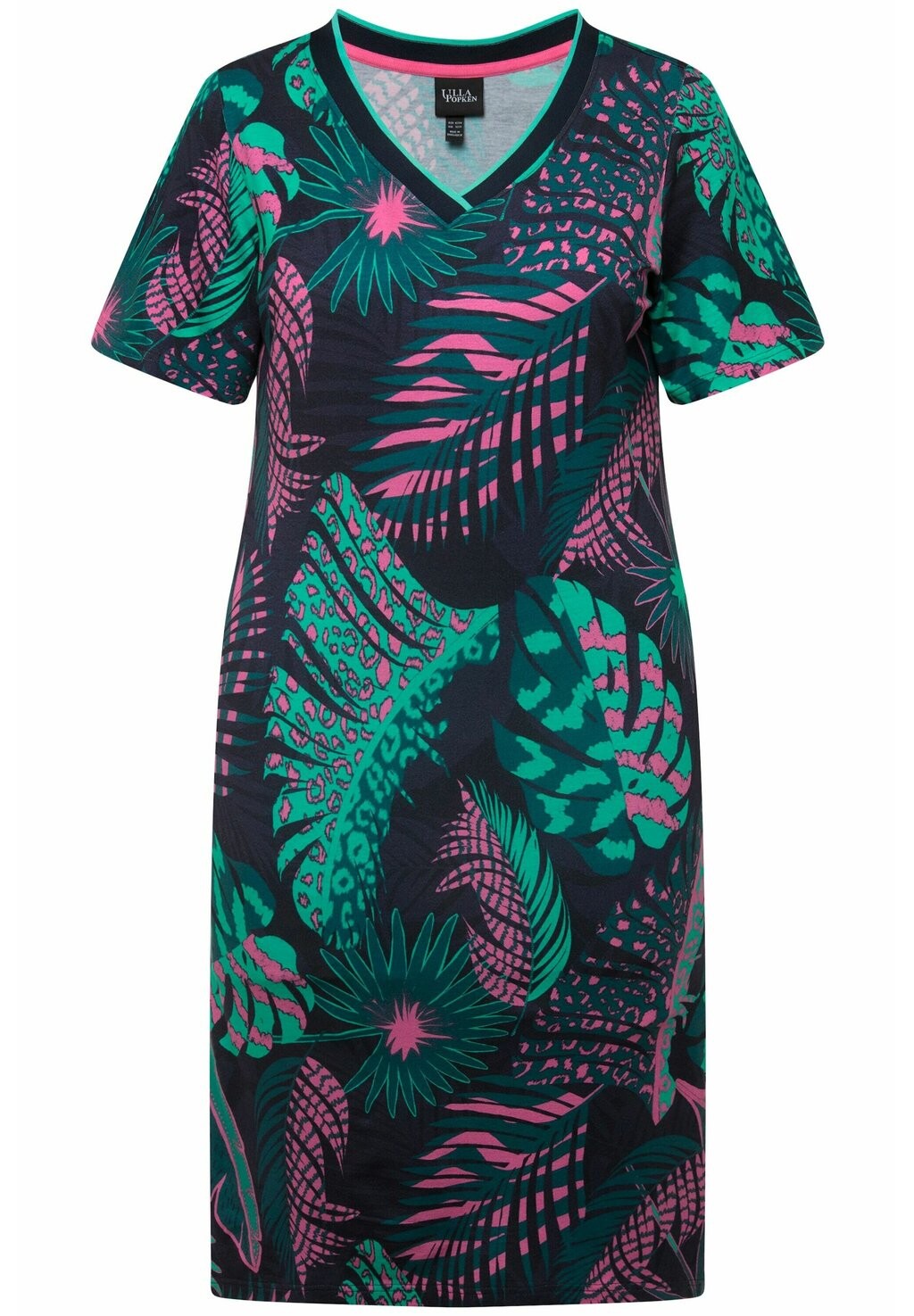 

Платье из джерси ANIMAL LEAF SHORT SLEEVE MIDI Ulla Popken, темно-синий