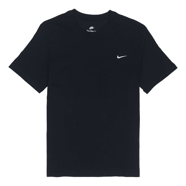 

Футболка Nike Sportswear Solid Color Embroidered Logo Micro Mark Round Neck Casual Short Sleeve Black, мультиколор