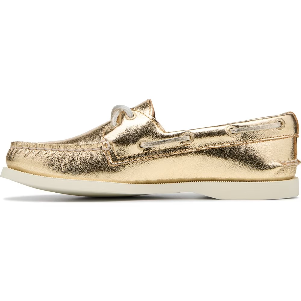 Подлинные оригинальные кожаные туфли-лодочки с двумя люверсами Sperry, золотой — фото 3