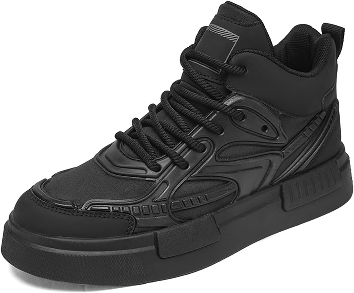 

Мужские высокие кеды, повседневные скейт-кроссовки, для бега по дороге и ходьбы, с толстой подошвой Spwagym, черный