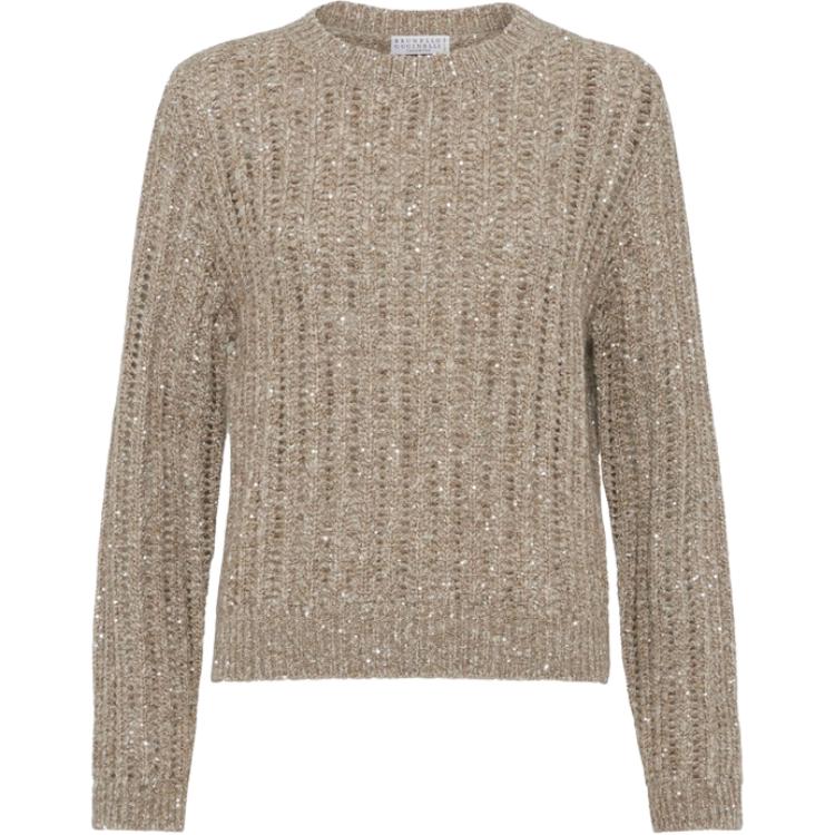 

Свитер, украшенный пайетками Brunello Cucinelli, светлый umber