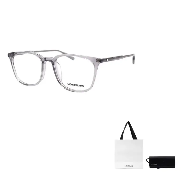 

MONTBLANC Квадратная оправа для очков мужская прозрачная светло-серая, Transparent Light Gray