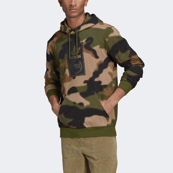 Толстовка adidas originals Athleisure Casual Sports Green Camouflage, зеленый — фото 3