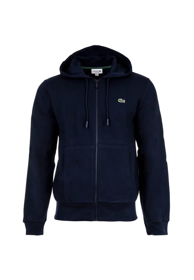 

Толстовка с капюшоном - молния из чесаного флиса с добавлением хлопка Lacoste, синий